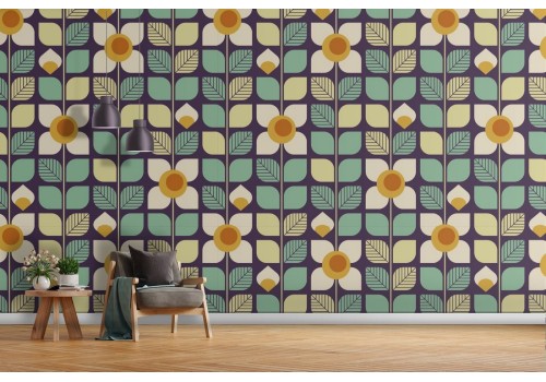 Geometric stylized flower nature wallpaper.