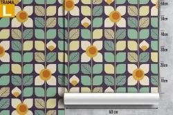 Carta da Parati fiori stilizzati geometrici natura.