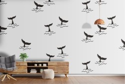 Carta da Parati decorazione animali balene code.