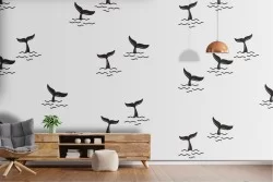 Whale tail animal decoration wallpaper.