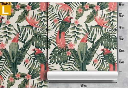 Parrot and tropical leaves nature pattern wallpaper. 2