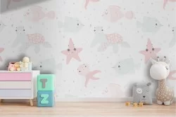 Carta da Parati animali marini decorazione bambini.