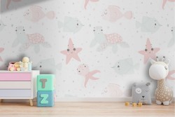 Marine animals wallpaper decoration for children.