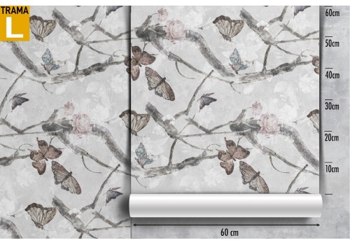 Modern nature wallpaper with butterflies and flowers. 2