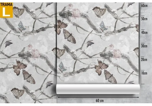 Modern nature wallpaper with butterflies and flowers. 2