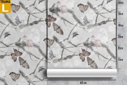 Carta da Parati farfalle e fiori natura moderna.