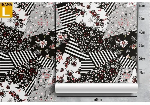 Wallpaper with stylized flowers and geometric patterns. 2