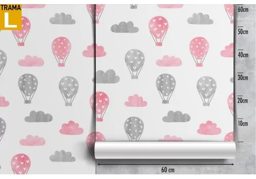 Hot air balloons and clouds pattern wallpaper for children. 2