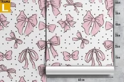 Wallpaper decoration pink bows for children.
