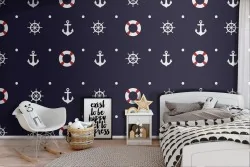 Nautical decorations wallpaper for children.