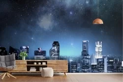 Night Sky Skyscrapers City Wallpaper