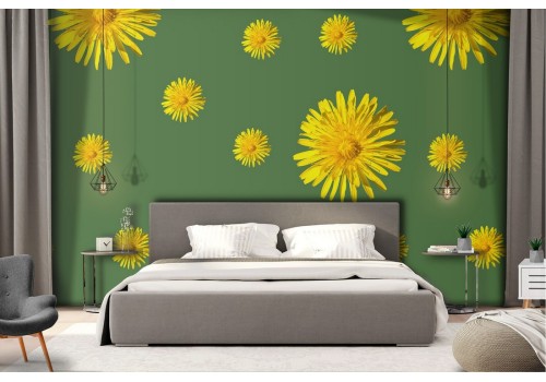 Wallpaper nature abstract flowers green background.