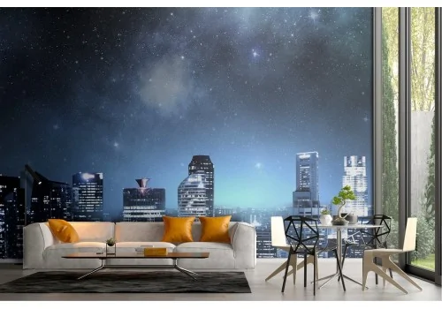 Night Sky Skyscrapers City Wallpaper 2