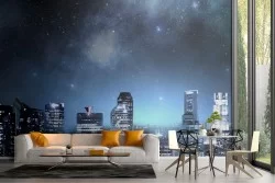 Night Sky Skyscrapers City Wallpaper