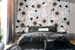 Abstract flowers vintage pattern wallpaper.