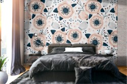 Carta da Parati fiori astratti pattern vintage.