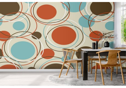 Vintage 60's polka dot wallpaper decoration.