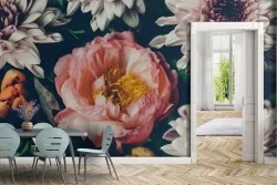 Vintage nature flowers wallpaper