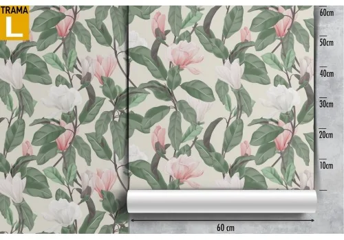 Pink flowers and nature leaves pattern wallpaper. 2