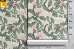 Carta da Parati fiori rosa e foglie natura pattern.