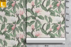 Pink flowers and nature leaves pattern wallpaper.