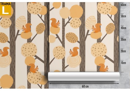 Children's wallpaper stylized trees autumn leaves. 2