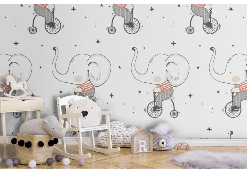 Elephant cartoon pattern children's wallpaper.