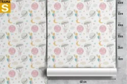 Carta da Parati Bambini Razzi aerei mongolfiere Decorazioni e Pattern