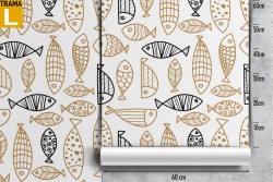 Wallpaper stylized fish animal pattern.