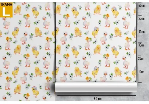 Wallpaper with chicks and ducklings decoration for children. 2