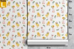 Wallpaper with chicks and ducklings decoration for children.