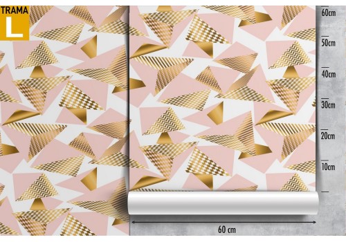 Vintage pink and gold geometric wallpaper decoration. 2