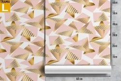 Carta da Parati decorazione geometrica rosa e oro vintage.