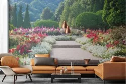 Carta da Parati paesaggio giardino fiorito