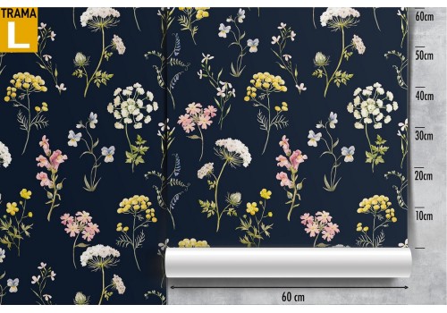 Vintage nature wallpaper with white and yellow flowers. 2