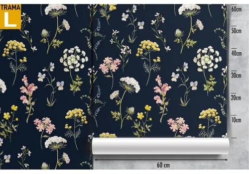Vintage nature wallpaper with white and yellow flowers. 2