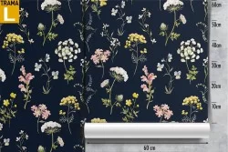 Carta da Parati fiori bianchi e gialli natura vintage.