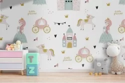 Carta da Parati principesse e fiabe decorazione bambini.