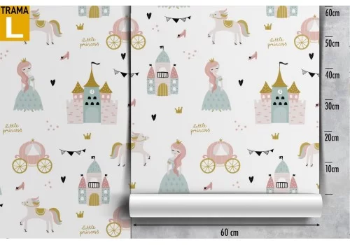 Carta da Parati principesse e fiabe decorazione bambini. 2