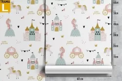 Carta da Parati principesse e fiabe decorazione bambini.