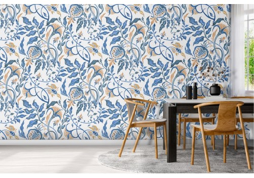 Wallpaper with abstract nature leaves vintage pattern.