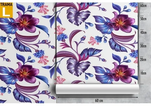 Purple flowers and nature leaves pattern wallpaper. 2
