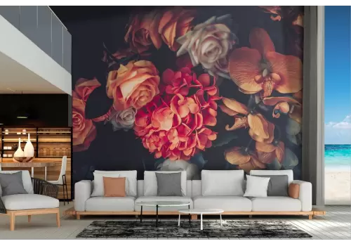 Wallpaper composition flowers roses