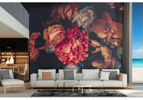 Wallpaper composition flowers roses