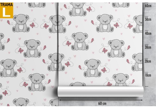 Wallpaper bears and butterflies children's animal pattern. 2