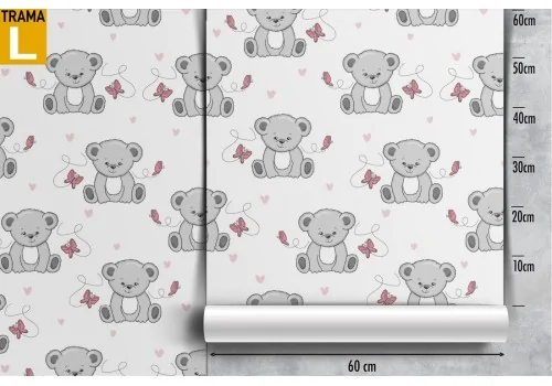 Wallpaper bears and butterflies children's animal pattern. 2