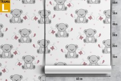 Carta da Parati orsetti e farfalle animali bambini pattern.