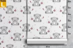 Carta da Parati orsetti e farfalle animali bambini pattern.