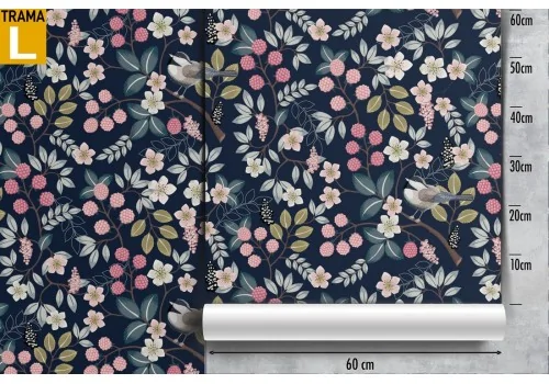 Vintage nature pattern wallpaper with flowers and leaves. 2