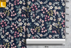 Vintage nature pattern wallpaper with flowers and leaves.